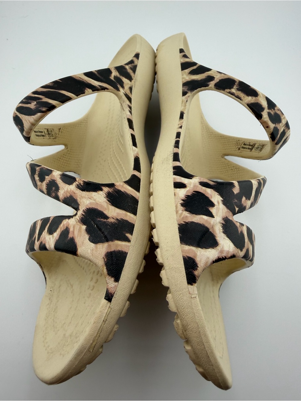 Crocs Rare Animal Print Leopard Strappy Slide Sandals - Women's Beige - Picture 9 of 11